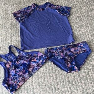 Athleta Blue Floral Swim set